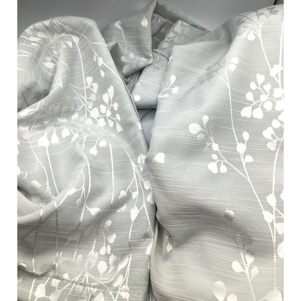 Dainty Home Fabric Shower Curtain Gray With Gray Embroidery EUC Free Shipping
